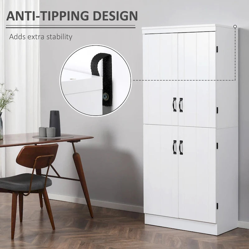 Meuble de cuisine autoportant gris/blanc, 4 portes, 6 étagères, simple