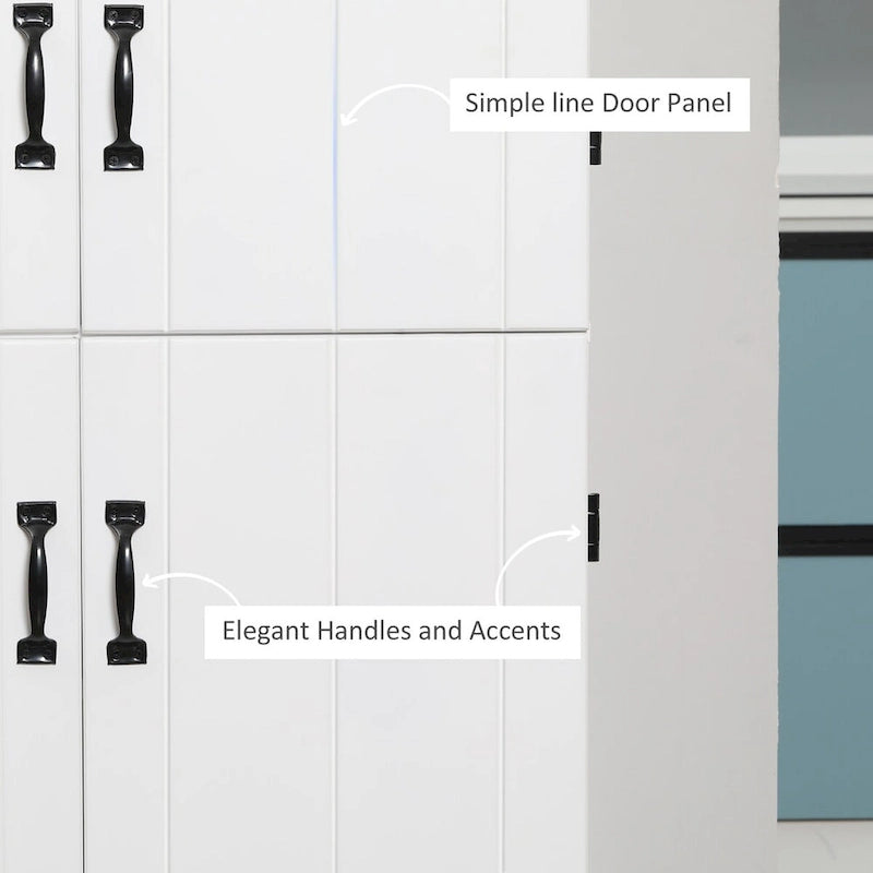 Meuble de cuisine autoportant gris/blanc, 4 portes, 6 étagères, simple