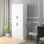 Meuble de cuisine autoportant gris/blanc, 4 portes, 6 étagères, simple
