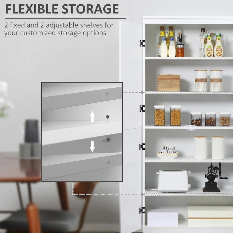 Meuble de cuisine autoportant gris/blanc, 4 portes, 6 étagères, simple