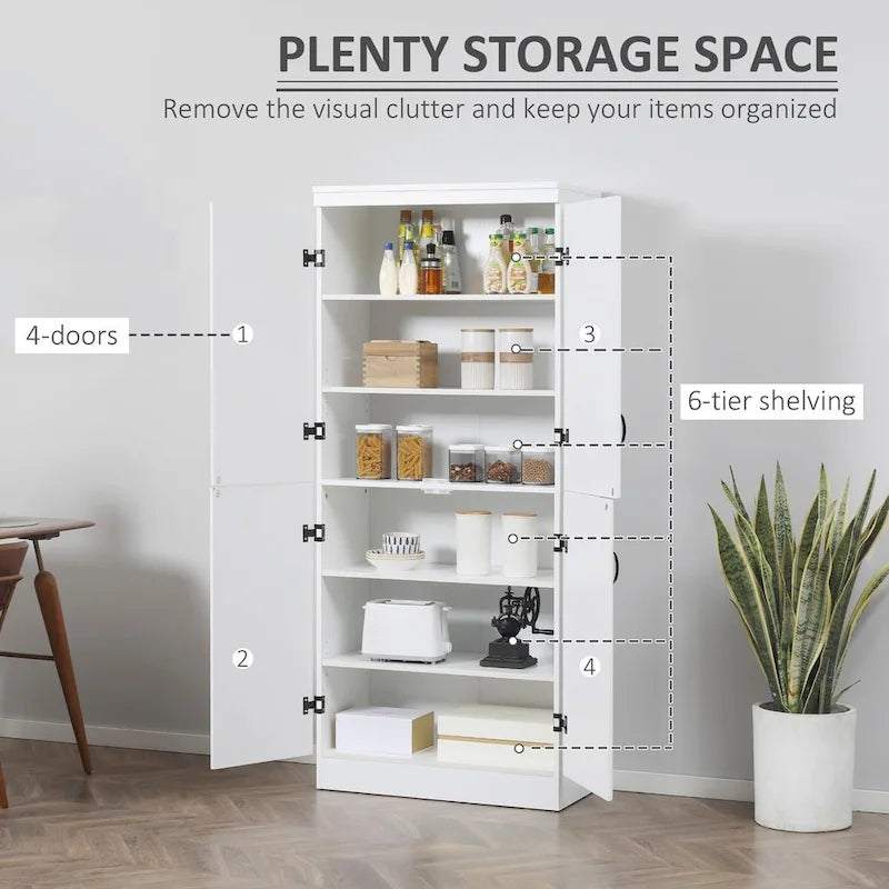 Meuble de cuisine autoportant gris/blanc, 4 portes, 6 étagères, simple