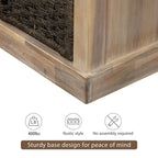 Banc de rangement avec 3 paniers en rotin et coussin amovible – Bleu Marine Vieilli / Blanc Délavé / Espresso, 1 place