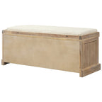 Banc de rangement avec 3 paniers en rotin et coussin amovible – Bleu Marine Vieilli / Blanc Délavé / Espresso, 1 place