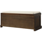Banc de rangement avec 3 paniers en rotin et coussin amovible – Bleu Marine Vieilli / Blanc Délavé / Espresso, 1 place