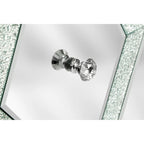 Armoire de rangement à 2 portes Argent/Gris – Garniture miroir, Motif diamant