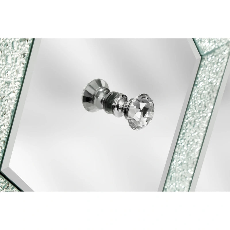 Armoire de rangement à 2 portes Argent/Gris – Garniture miroir, Motif diamant