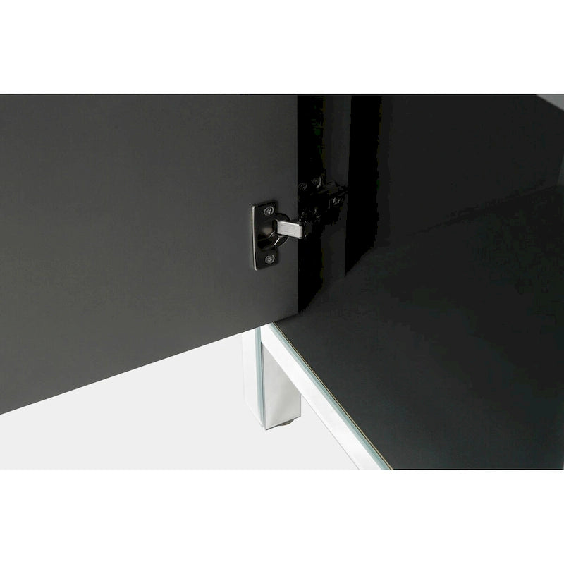 Armoire de rangement à 2 portes Argent/Gris – Garniture miroir, Motif diamant