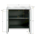 Armoire de rangement à 2 portes Argent/Gris – Garniture miroir, Motif diamant