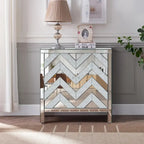 Armoire de rangement à 2 portes Argent/Gris – Garniture miroir, Motif diamant
