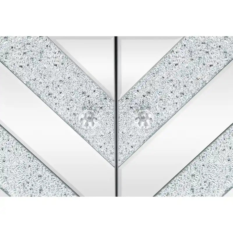Armoire de rangement à 2 portes Argent/Gris – Garniture miroir, Motif diamant