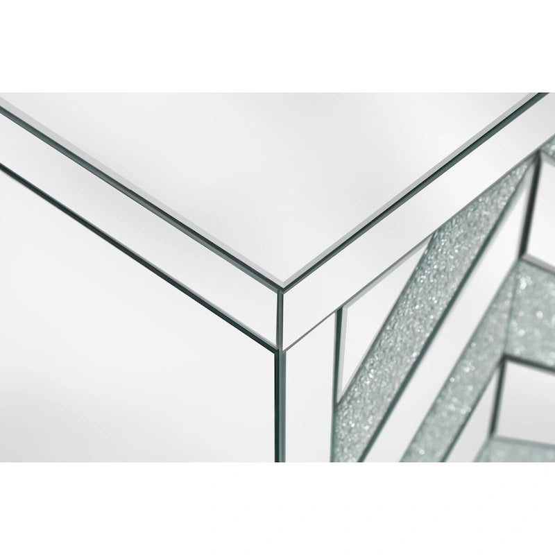 Armoire de rangement à 2 portes Argent/Gris – Garniture miroir, Motif diamant