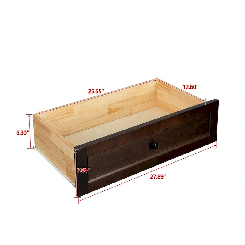 Bahut en bois massif Noyer / Brun avec tiroirs