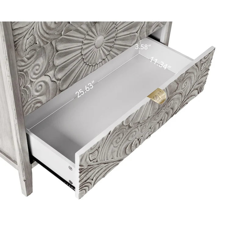 Meuble de rangement 3 tiroirs gris et blanc – Simple, pour chambre / salon / bureau