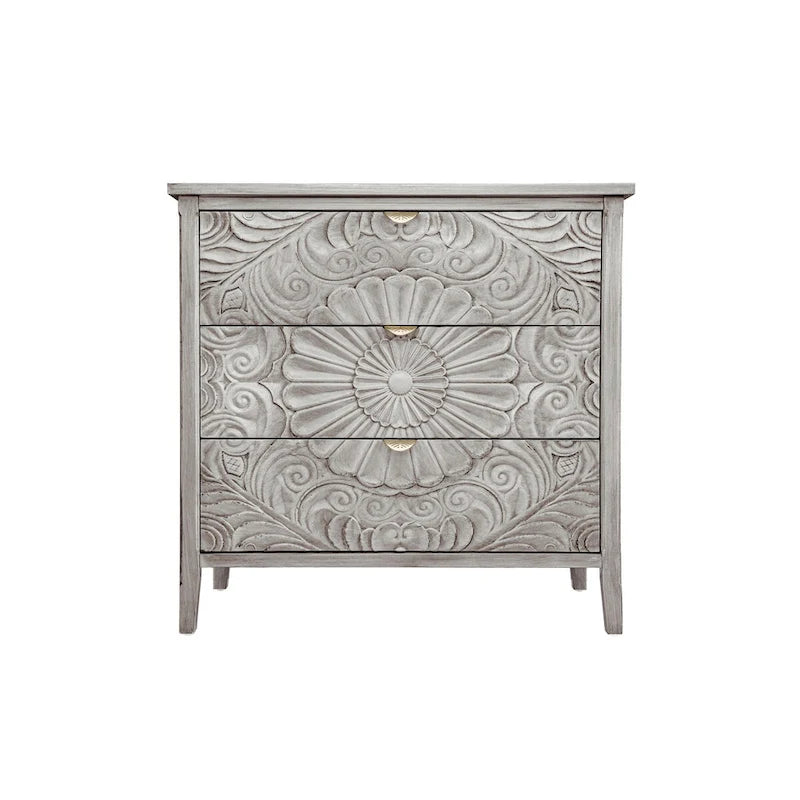 Meuble de rangement 3 tiroirs gris et blanc – Simple, pour chambre / salon / bureau