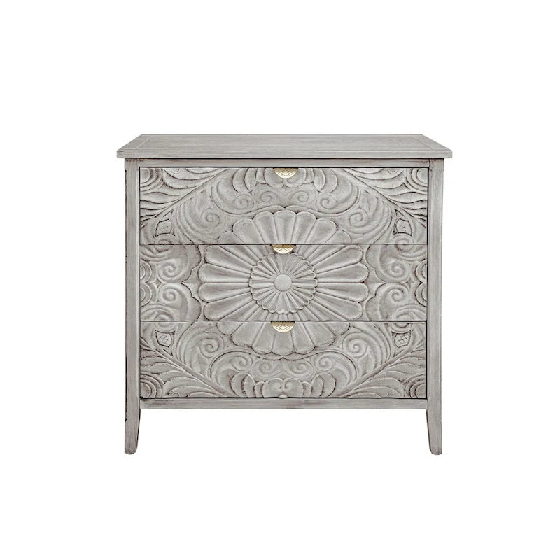 Meuble de rangement 3 tiroirs gris et blanc – Simple, pour chambre / salon / bureau