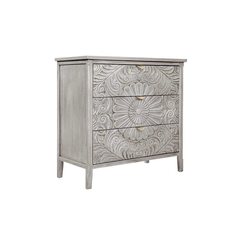 Meuble de rangement 3 tiroirs gris et blanc – Simple, pour chambre / salon / bureau