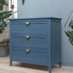 Meuble bas à 3 tiroirs bleu, style américain, simple