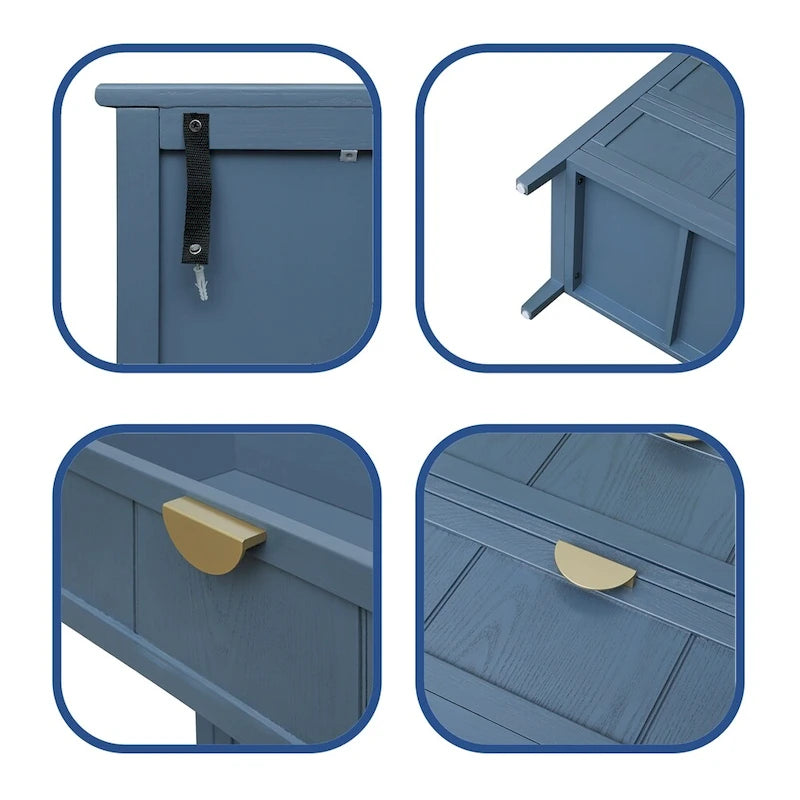 Meuble bas à 3 tiroirs bleu, style américain, simple