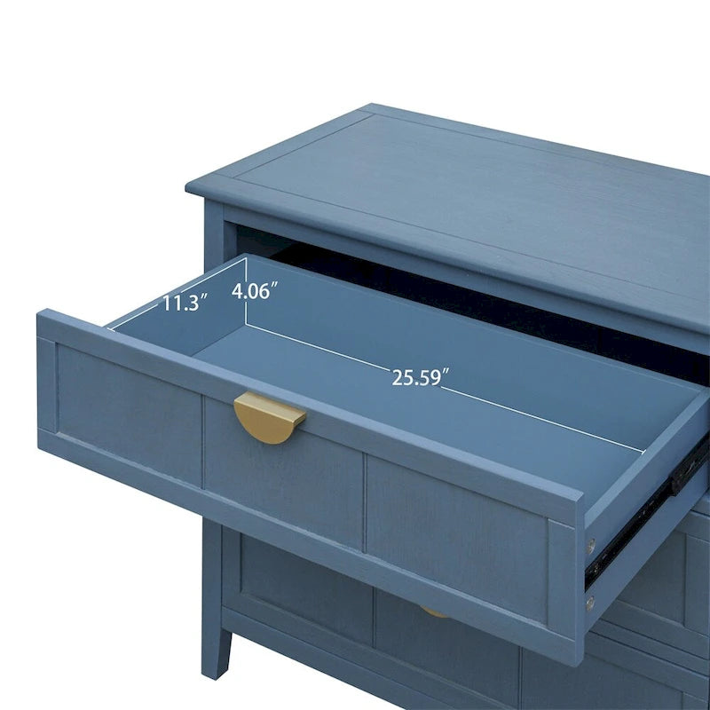 Meuble bas à 3 tiroirs bleu, style américain, simple