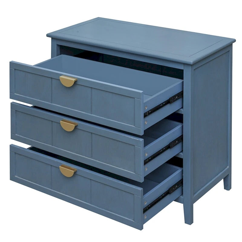 Meuble bas à 3 tiroirs bleu, style américain, simple