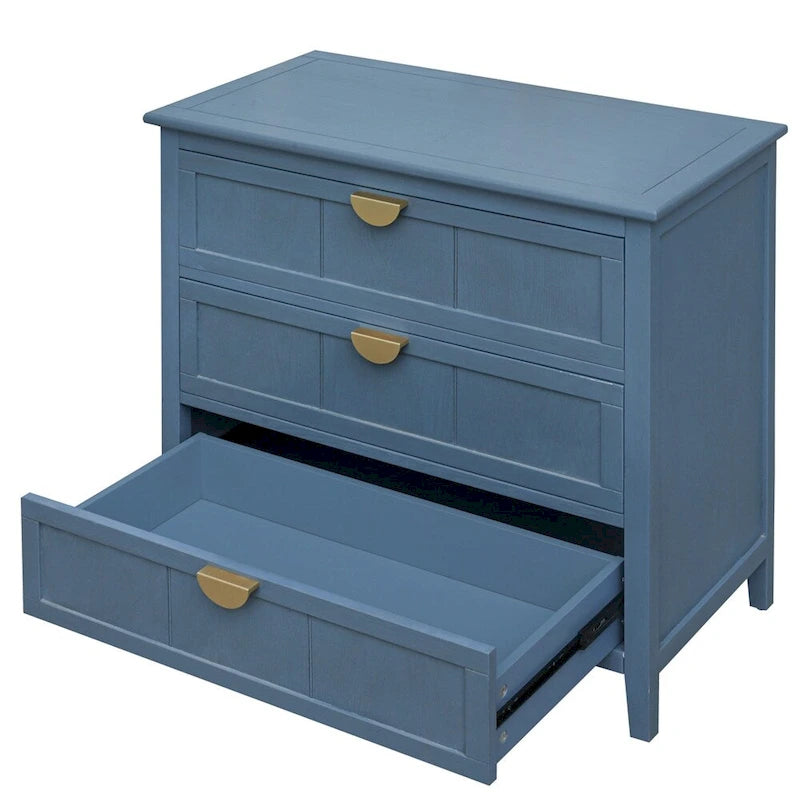 Meuble bas à 3 tiroirs bleu, style américain, simple