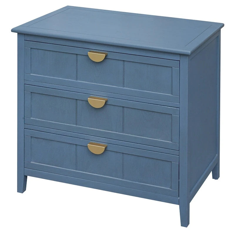 Meuble bas à 3 tiroirs bleu, style américain, simple