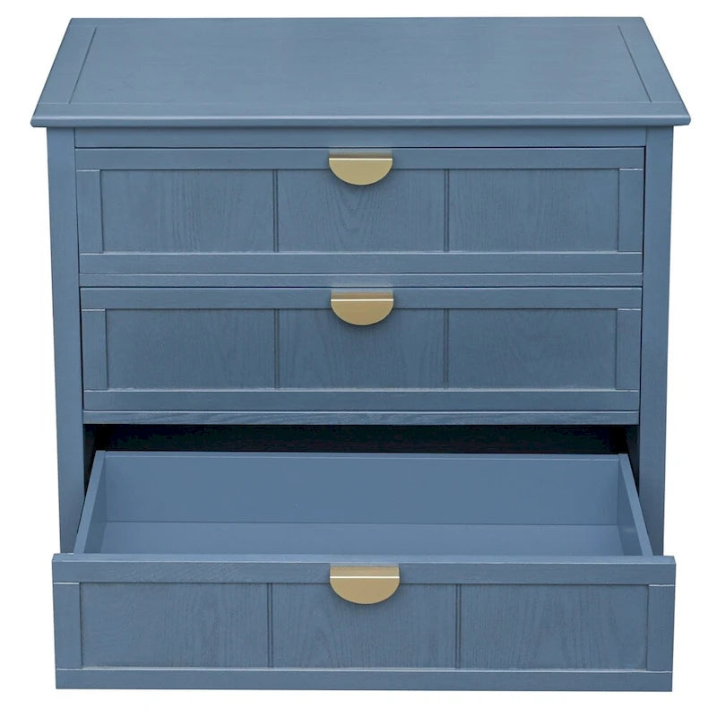 Meuble bas à 3 tiroirs bleu, style américain, simple
