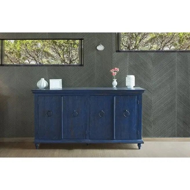 Buffet de ferme bleu à 4 portes – 1 place assuise (73 po)