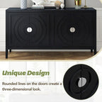 Buffet rétro 4 portes, Noir / Gris / Bleu antique / Blanc, Meuble de rangement pour 2 personnes