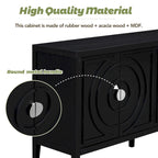 Buffet rétro 4 portes, Noir / Gris / Bleu antique / Blanc, Meuble de rangement pour 2 personnes