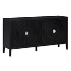 Buffet rétro 4 portes, Noir / Gris / Bleu antique / Blanc, Meuble de rangement pour 2 personnes