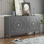 Buffet rétro 4 portes, Noir / Gris / Bleu antique / Blanc, Meuble de rangement pour 2 personnes
