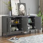 Buffet rétro 4 portes, Noir / Gris / Bleu antique / Blanc, Meuble de rangement pour 2 personnes