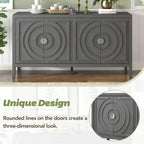 Buffet rétro 4 portes, Noir / Gris / Bleu antique / Blanc, Meuble de rangement pour 2 personnes
