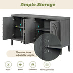 Buffet rétro 4 portes, Noir / Gris / Bleu antique / Blanc, Meuble de rangement pour 2 personnes