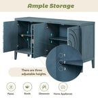 Buffet rétro 4 portes, Noir / Gris / Bleu antique / Blanc, Meuble de rangement pour 2 personnes