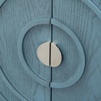 Buffet rétro 4 portes, Noir / Gris / Bleu antique / Blanc, Meuble de rangement pour 2 personnes