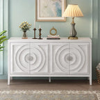 Buffet rétro 4 portes, Noir / Gris / Bleu antique / Blanc, Meuble de rangement pour 2 personnes