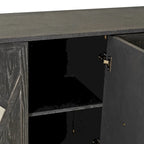 Bahut à 4 portes avec miroir – Gris / Bois