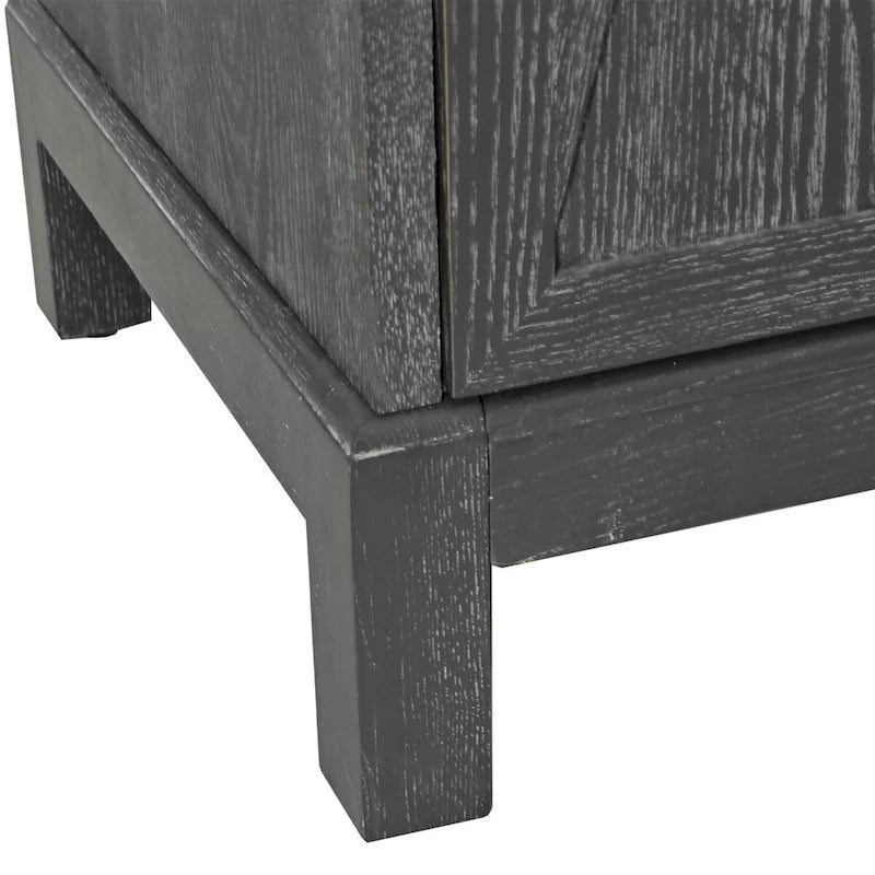 Bahut à 4 portes avec miroir – Gris / Bois