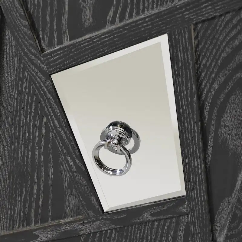 Bahut à 4 portes avec miroir – Gris / Bois