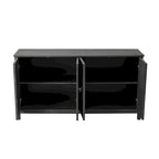Bahut à 4 portes avec miroir – Gris / Bois