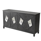 Bahut à 4 portes avec miroir – Gris / Bois