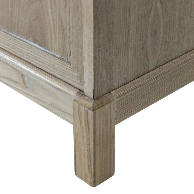 Bahut à 4 portes avec miroir – Gris / Bois