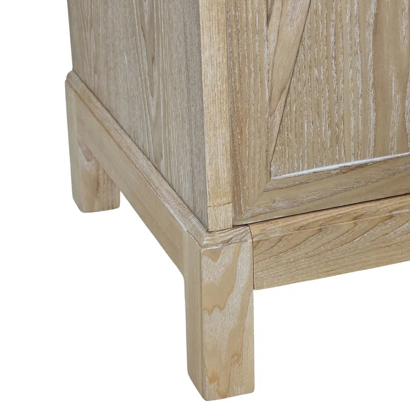 Bahut à 4 portes avec miroir – Gris / Bois