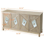 Bahut à 4 portes avec miroir – Gris / Bois