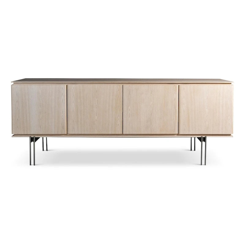 Buffet en placage de bois Noyer/Or et Nevoa/Titane – 4 portes, 1 tiroir