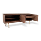 Buffet en placage de bois Noyer/Or et Nevoa/Titane – 4 portes, 1 tiroir