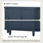 Buffet bas avec portes sculptées antiques – Noir / Blanc / Gris antique / Bleu marine