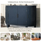 Buffet bas avec portes sculptées antiques – Noir / Blanc / Gris antique / Bleu marine